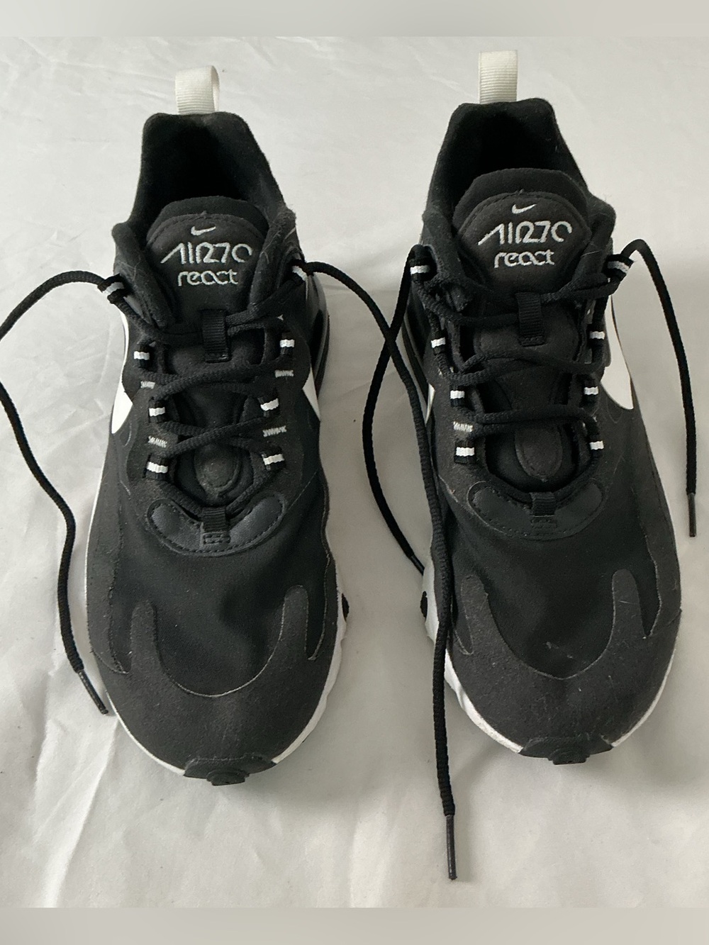 Nike Air Max 270 React Black White Athletic Sneakers Women’s Size 8